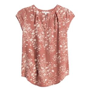 FUN2FUN Walden Split Neck Blouse | Size XL | Dark Pink | StitchFix